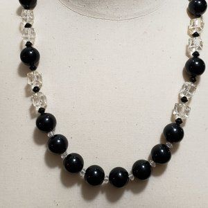 Black & Clear Cube Necklace